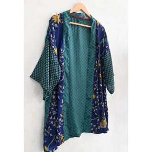 ชุดคลุมกิโมโนผ้าไหมสำหรับผู้หญิงไซส์ใหญ่ สไตล์ลำลองหรูหรา ระบายอากาศได้ดี ลายดอกไม้ พิมพ์ลาย สำหรับฤดูใบไม้ร่วง ความยาวคลุมเข่า - Product Image 2