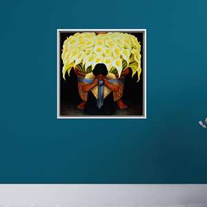 Minimalist Diego Rivera <b>Flower</b> Canvas Print - Trendy <b>Wall</b> Art <b>Decor</b>,White Framed - Product Image 1