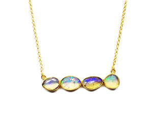 Colgante de GEMA de ópalo Natural chapado en oro y plata de ley 925, joyería de moda, collares para mujer, collar para fiesta - Product Image 1