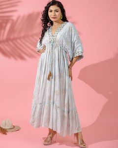 Robes décontractées en rayonne lurex pour femmes avec des styles d'impression décontractés lavables - Product Image 4