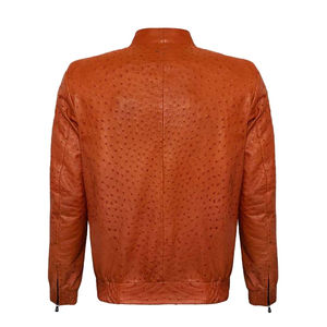 Veste décontractée pour homme en cuir long, toile fine, fermeture éclair, doublure en satin, fermeture éclair sur le devant - Product Image 2