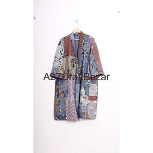 Handmade Non Woven Floral V-Neck Drawstring Long Sleeve Three-Quarter Luxury 100% Cotton <b>Women's</b> <b>Robe</b>-Soft And Breathable - Product Image 2