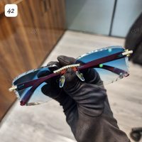 Nouvelle Arrivée Lunettes de Soleil Hip Hop Super Cool à Monture Bleue Anti-Reflet Sans Monture Personnalisées Hommes Femmes Testées au Diamant Coupe VVS1