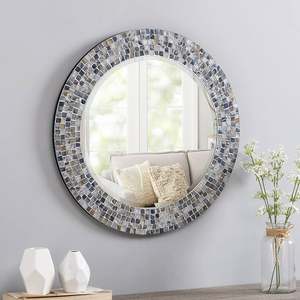 Miroir mural de maquillage élégant en nacre miroir chic MOP incrustation de miroirs suspendus au mur - Product Image 3