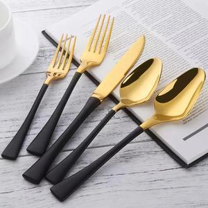 Couverts de luxe en or de qualité supérieure, acier inoxydable or PVD avec poignée noire, couverts sûrs et sains pour un usage quotidien - Product Image 3
