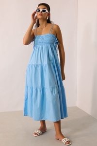 Vestido largo bohemio hasta el tobillo para mujer sin mangas Casual Vacaciones verano tejido 100% rayón fumar vestido de mujer - Product Image 2