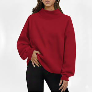 Sudadera de Cuello Alto para Mujer, Estilo Holgado, Alta Calidad, Servicio OEM, Uso Diario en Invierno - Product Image 1