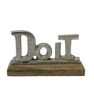 Nouveau renne décoratif avec base en bois aluminium et bois nickel brut et décoration de bureau de couleur naturelle - Product Image 2