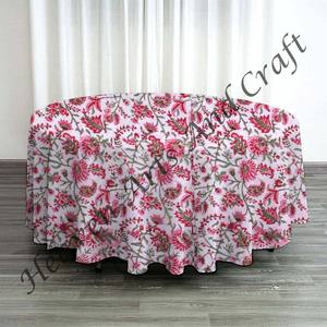 2025 nouveau modèle 100% coton Table couvre imprimé fleuri bloc de main imprimé nappes tendances en gros - Product Image 5