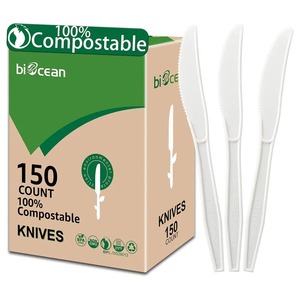 Cuchillo de plástico CPLA compostable blanco de peso pesado Biocean 7" - Product Image 4