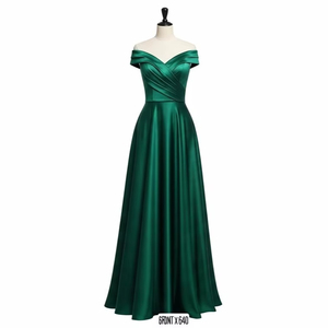 Vestido de Noche con Hombros Descubiertos, Estilo Imperio, en Satén, Tela Suave y Lisa, Elegante, para Eventos Formales, Mercado Mayorista - Product Image 1
