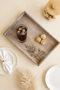 Magnifique ensemble tendance de 2 plateaux de service en bois, motif floral peint à la main, passe au lave-vaisselle, style Art Déco mobile, pour les occasions de Diwali - Product Image 6