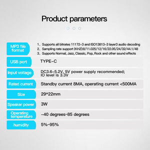 Mô-đun Máy nghe nhạc MP3 CH9300-FL-4M với 4Mb USB có thể tải xuống 10 IO điều khiển cổng nối tiếp cho các sản phẩm âm thanh tự làm - Product Image 3
