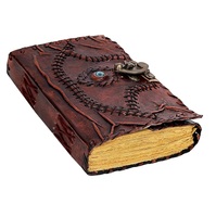 Vintage troisième oeil pierre Triple lune en cuir noir Journal non doublé carnet de croquis vierge pour dessin écriture cahier promotionnel