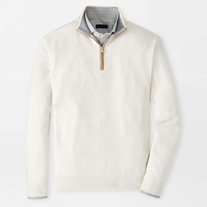 Plain Fleece 1/4 <b>Zip</b> Collar <b>Quarter</b> <b>Zip</b> Pullover <b>White</b> Golf Sweater Men Sweatshirt - Product Image 1