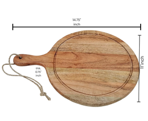 Tabla de cortar de madera profesional versátil de 15x11x0,75 pulgadas con mango redondo y ranura de jugo para bloques de cortar de uso doméstico - Product Image 2