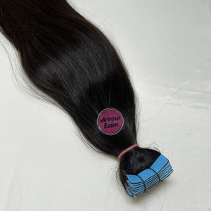 Extensions de cheveux bruts indiens à texture naturelle vierge droite de qualité 12A, cuticules alignées à partir d'un seul modèle d'application de ruban de donneur - Product Image 1