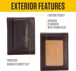 Portefeuilles d'affaires en cuir véritable avec pince à billets Multi-cartes de haute qualité personnalisées en gros avec quantité minimale de commande bas et logo personnalisé. - Product Image 5
