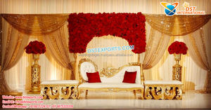 Ensemble de canapé sculpté pour Couple, meubles traditionnels, de couleur or et blanc, idéal pour la scène de mariage - Product Image 2