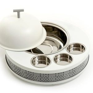 Pot en fer doré et pot intérieur en acier inoxydable avec couvercle enduit de couleur fer et petit bouton pot et plat de service - Product Image 2