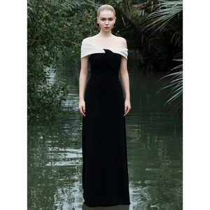 Robe élégante pour femmes la plus vendue LUNA ROBE À ÉPAULES 95% Acétate, 5% Spandex Vêtements en gros pour femmes Logo personnalisé - Product Image 2