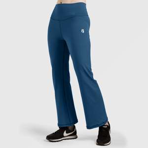 Pantalon slim pour femme Phoenix en bleu sarcelle taille XL, pantalon évasé respirant en tissu tissé, décoration à rayures brodées, style décontracté pour l'été - Product Image 1