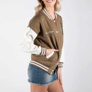 Blousons universitaires modernes 2025 avec doublure en polaire douce, col côtelé rayé et fermeture à boutons-pression de haute qualité pour des tenues quotidiennes tendance - Product Image 2