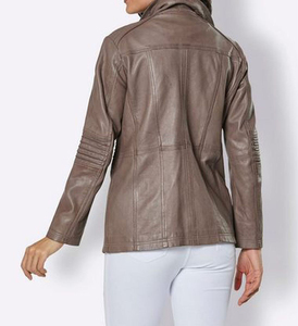Chaqueta de Cuero para Mujer de Alta Calidad, Transpirable, con Logotipo Personalizado, Talla Grande, Cuello Alto, para Adultos, Chaqueta de Cuero con Estampado - Product Image 3