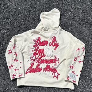 Sudadera con capucha de algodón blanco 100% personalizada para hombre, jersey de gran tamaño desteñido al sol, técnica de bordado de logotipo con estampado de soplo de lavado ácido para invierno - Product Image 6