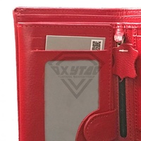 Dompet Kartu Kulit Asli Merah Buatan Khusus, Dompet Lipat Tiga Tipis Mewah, Dompet Mini Saku untuk Pria Wanita Ukuran Kecil