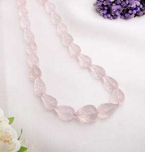 Cuentas de Piedras Preciosas de Cuarzo Rosa Natural Facetadas en Forma de Gota para la Elaboración de Joyería Fina - Product Image 1