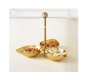 Servidor de chocolates de aluminio de diseño antiguo Servidor de nueces de forma personalizada de 3 compartimentos a buen precio en la India - Product Image 1