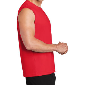 T-shirt rouge décontracté en coton sans manches pour hommes, idéal pour la salle de sport, la maison ou les activités de plein air, t-shirt sans manches pour hommes - Product Image 4
