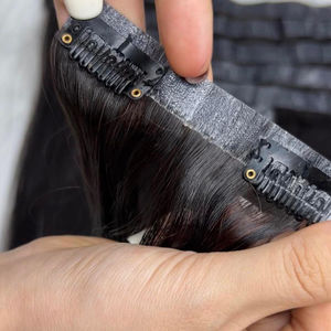 Extensions de cheveux humains crus vierges 100% de haute qualité Style à clipser de manière transparente avec des longueurs étirées par vagues de 8 à 28 pouces - Product Image 1