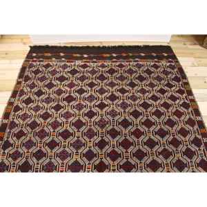 Tapis turc 5,3x7 pieds, tapis persan rouge et bleu en laine - Product Image 3