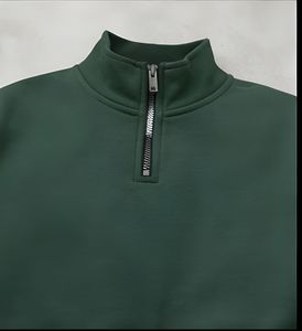Sudadera Ecológica de Algodón con Cierre de Media Cremallera, 420 GSM, Ropa Urbana Sostenible para Hombre, Logotipo Personalizado, Proveedor de la UE - Product Image 3