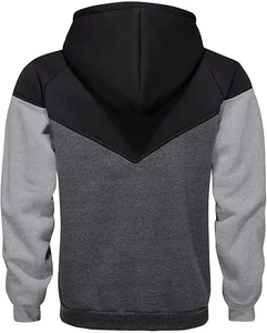 Custom <b>Mens</b> <b>Black</b> Grey Color Block Pullover <b>Hoodie</b> Contrast Sleeves Drawstring Premium Streetwear 100% Cotton <b>Hoodie</b> - Product Image 3