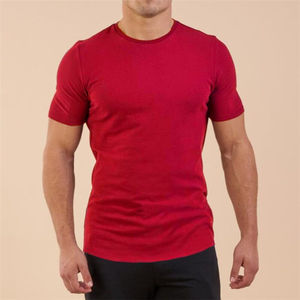Vente en gros 100% coton T-shirt unisexe pour homme Logo personnalisé Broderie Décontracté Teint uni Noir Rouge Bleu Corps Surdimensionné Slim Tricoté - Product Image 5