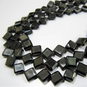 Perles de pierre à facettes en spinelle noire naturelle 5-7mm carrés pour la fabrication de bijoux brin de 13 pouces - Product Image 1