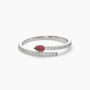Bague en argent sterling 925 plaqué or 14 carats en spirale poire rubis pierre précieuse rubis naturel délicat bague de mariage minimaliste religieuse - Product Image 3