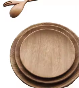 Assiettes à manger rondes en bois Set d'assiettes en bois minimaliste par crescent crafts - Product Image 2