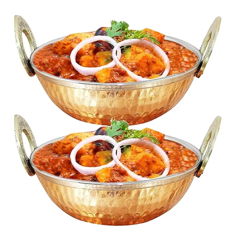 Copper Serveware Karahi Copper Handle Bowl for serving Food in home and restaurant home & kitchen item