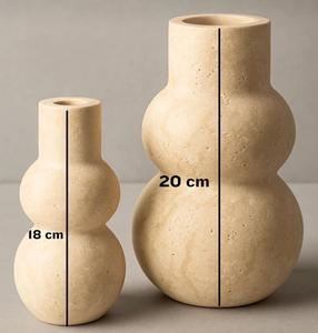 Ensemble de vases doubles en pierre de travertin moderne, design sculptural artisanal, élégant accent de décoration intérieure pour les espaces élégants - Product Image 5