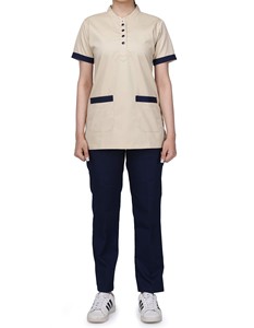 Oferta Especial: Conjunto de Uniforme Quirúrgico Personalizado con Cuello en V y Manga Corta, 100% Algodón Tejido, Unisex, para Enfermería, Hospitales, Tallas M y L - Product Image 1