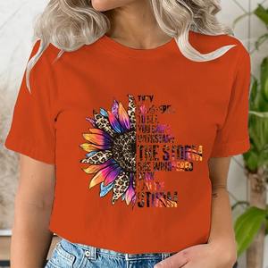 เสื้อลำลองมีสไตล์ผ้าฝ้าย2025 100% เสื้อยืดผู้หญิงพิมพ์ลาย3D พรีเมี่ยมเสื้อคอกลมออกแบบได้ตามต้องการฤดูร้อนใหม่ - Product Image 1