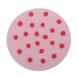 Sous-verre en feutre fait main de qualité supérieure, en laine de Népal, motif pois rouges et corps rose, écologique, motif étoile, adapté aux animaux domestiques, lavable - Product Image 2
