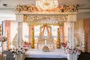 Mandap inspirador de boda dorada a la venta DSTExports Los mejores precios FRP Ceremonia de boda india Mandap Decor UK For Partie Event - Product Image 3