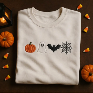 เสื้อยืดปักลายตัวการ์ตูนฮาโลวีนแสนสบายเสื้อระบายอากาศได้ดีสไตล์สวยงามฤดูใบไม้ร่วง - Product Image 6