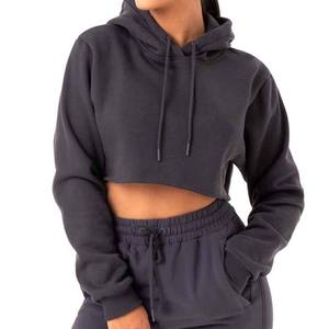 Casual Solid Color Printed Knitted <b>Winter</b> Autumn Hooded Crop <b>Top</b> Anti-Pilling Breathable Front for Women - Product Image 1