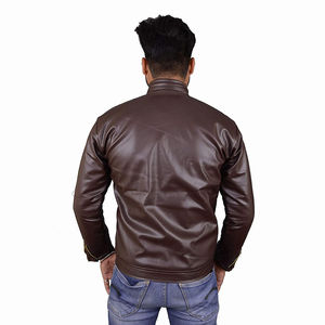 Chaqueta de Cuero Marrón de Alta Calidad para Hombre, Chaqueta de Cuero con Forro de Borrego, Chaqueta de Motociclista, Chaqueta de Cuero para Invierno, Servicio OEM - Product Image 3